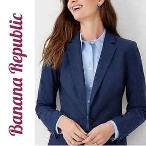 NWT BANANA REPUBLIC Long &‎ Lean Professional Suit Blazer 1-Button Navy Blue, 0